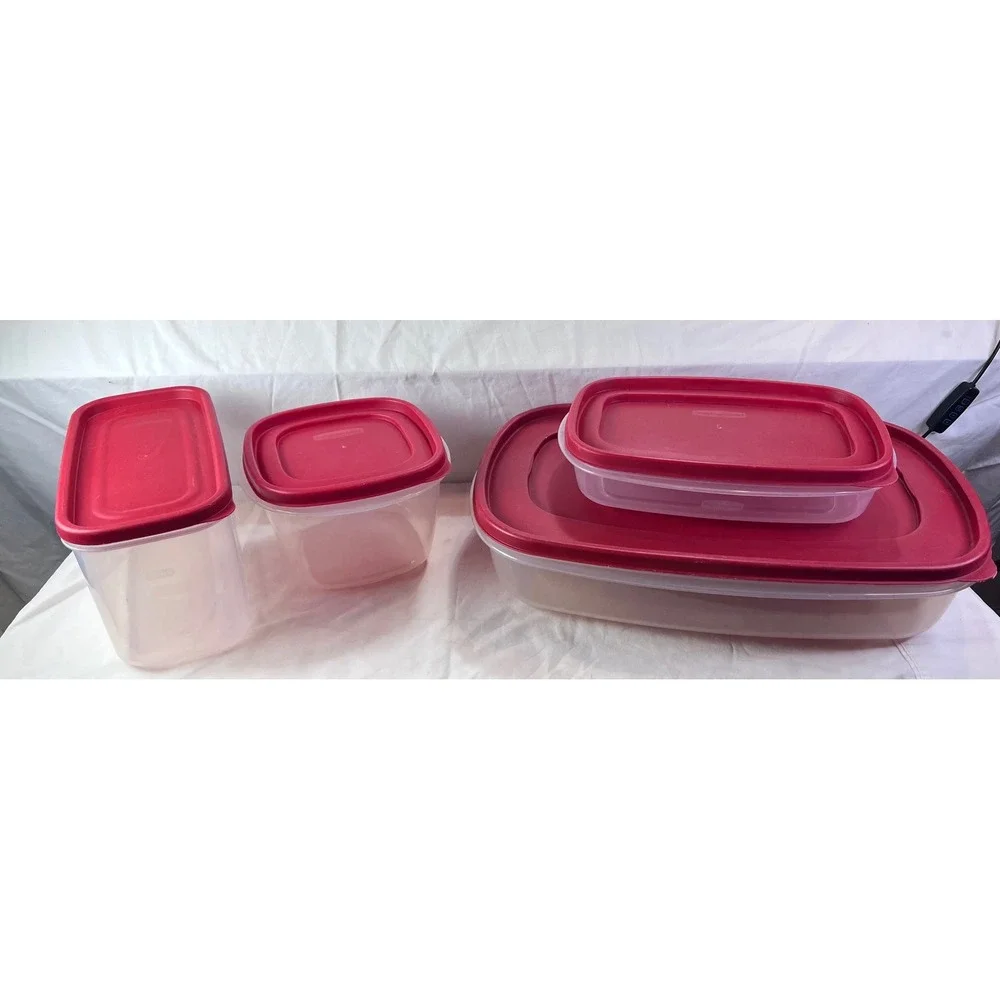 Rubbermaid TakeAlongs Food Storage Containers Red Lids Set 24, 5.5, 7, 10.9 cups